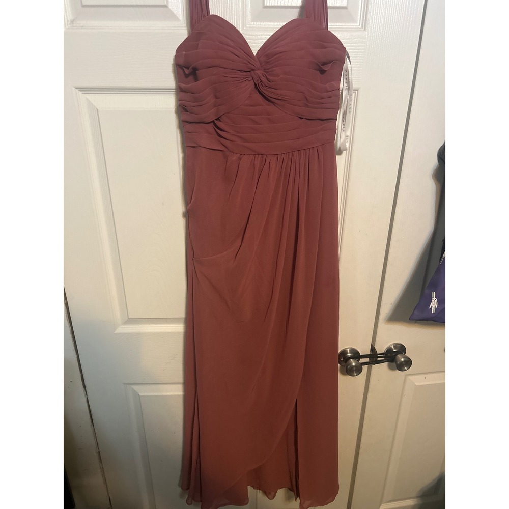 Azazie Canyon Rose Chiffon Pleated Sweetheart Maxi‎ Bridesmaid Dress Gown A6